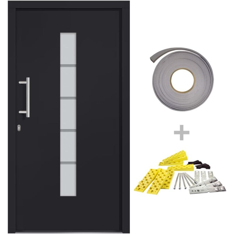 Vidaxl Porta D'Ingresso In Alluminio E Pvc Antracite 100x210 Cm