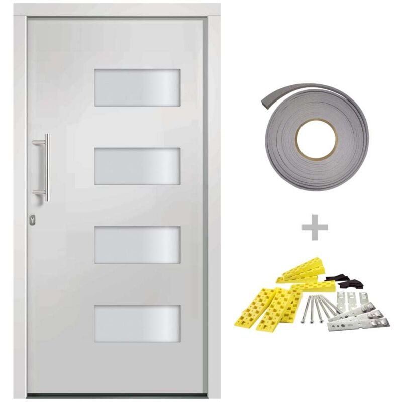 Vidaxl Porta D'Ingresso In Alluminio E Pvc Bianco 100x210 Cm
