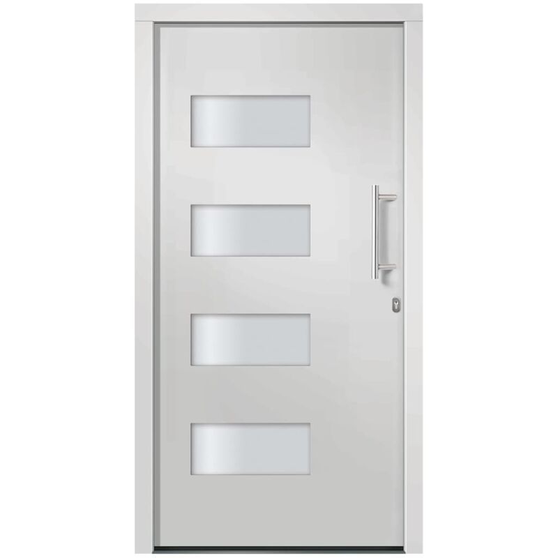 Vidaxl Porta D'Ingresso In Alluminio E Pvc Bianco 100x210 Cm