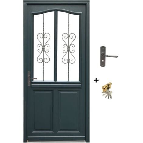 GD MENUISERIES Porta d'ingresso in legno Exo modello 'Sabrina' 215X90 lato destro venduta con maniglia e serratura