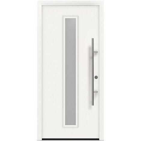 Porta d'ingresso in metallo PRO bianco RAL9016 Satinato B1100mm H2100mm diritta RC2 DIN EN1627