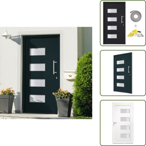 Porta d'ingresso sicura - vidaXL Porta d'Ingresso in Alluminio e PVC Antracite 100x200 cm - Porta d'ingresso con cerniere regolabili
