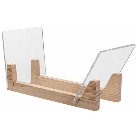 Porta discos: para hasta 50 álbumes, discos de 7 o 12 pulgadas. Organizador de madera maciza con extremos de acrílico transparente. Exhiba sus sencillos en su hogar.