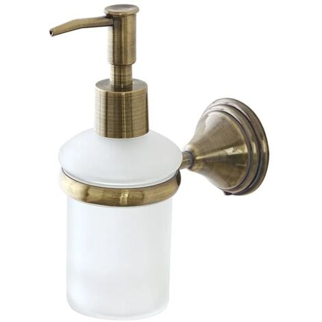 Porta dispenser sapone liquido da muro in acciaio finitura bronzo kit fissaggio incluso Iris