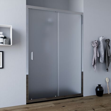 Porta doccia 120 cm nicchia apertura scorrevole vetro cristallo OPACO anticalcare 6mm FAGGIO