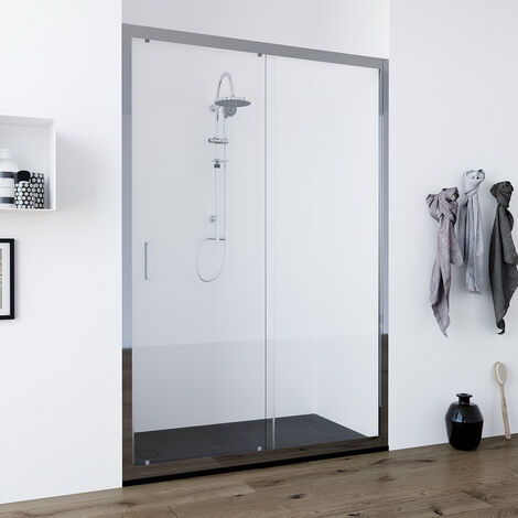 Porta doccia 120 cm nicchia apertura scorrevole vetro cristallo TRASPARENTE anticalcare 6mm FAGGIO