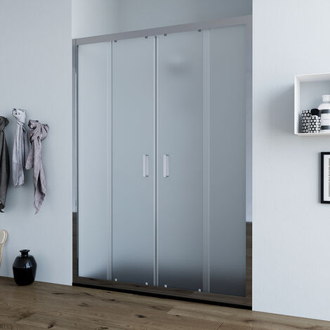Porta doccia 170 cm nicchia apertura scorrevole DOPPIA vetro cristallo OPACO anticalcare 6mm OLMO
