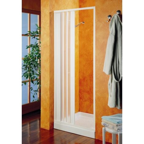 Porta doccia a soffietto in Pvc bianco riducibile  cm 70
