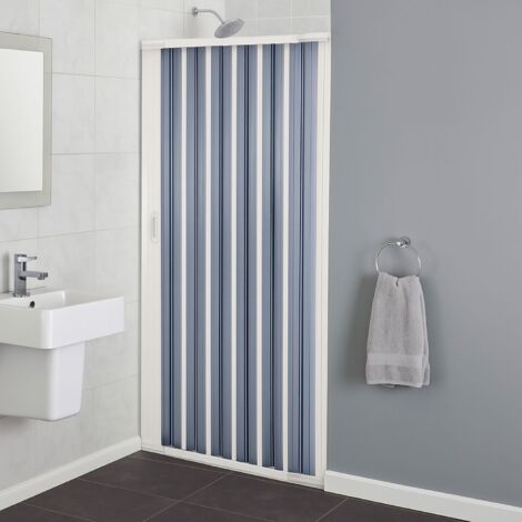 Porta doccia a soffietto in pvc con guide estensibili ed aperture reversibili misure 116-140 cm - confezione 1