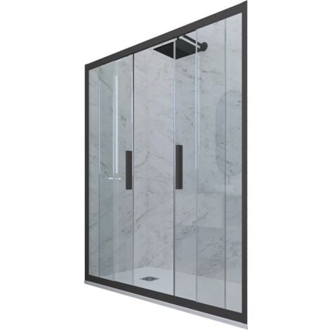 Porta doccia Antracite scorrevole  cm nicchia vetro Glam