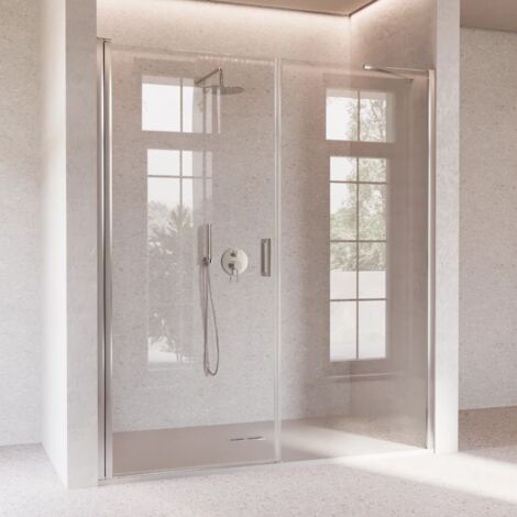 Porta doccia battente 6mm h195 anticalcare salema, misura 145