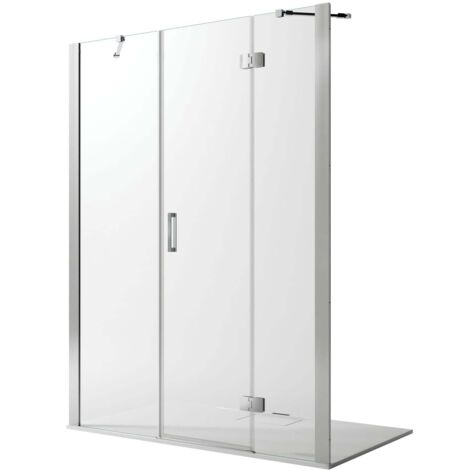 Porta doccia battente h 190 vetro trasparente con easy-clean mod. Flip Anta + Fisso 105 cm