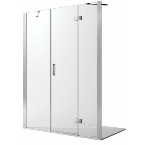 Porta doccia battente h 190 vetro trasparente con easy-clean mod. Flip Anta + Fisso 115 cm