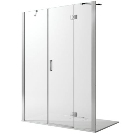 Porta doccia battente h 190 vetro trasparente con easy-clean mod. Flip Anta + Fisso 145 cm