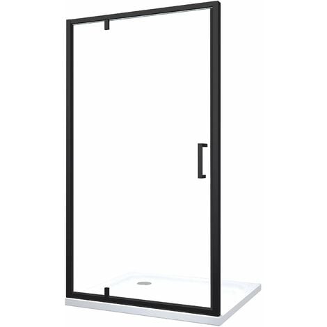 Porta Doccia Battente Roto-Traslante Con Perni Asimmetrici Telaio Nero Opaco Reversibile Cm 66-69 H 200