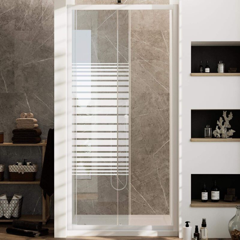 Blanc Idralite Porta Doccia Bianco 100 CM H185 Vetro Serigrafato MOD