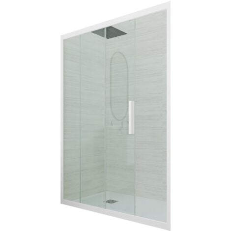 Porta doccia Bianco Matt scorrevole  cm nicchia vetro Deco