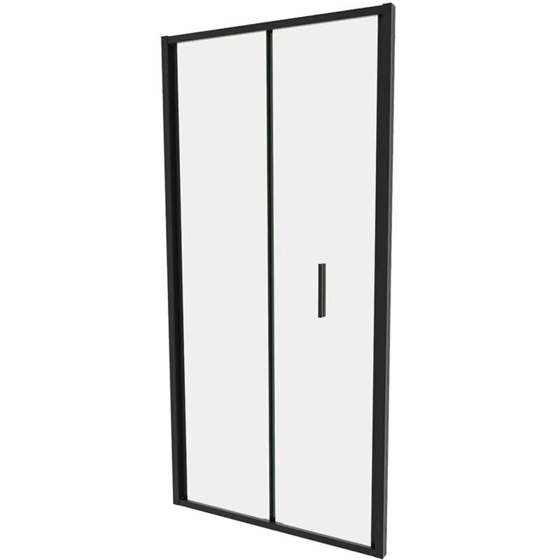 Parama - Porte de douche 75cm avec ouverture pliante Slim Profiles en Aluminium Noir Verre Opaque 6mm Transparent h190 Mod. Portofino