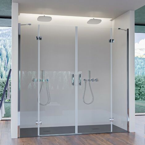 Porta doccia con due porte battenti trasparente 8mm regina, misura 160