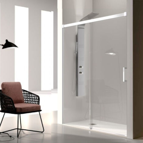 Porta doccia fissa + 1 porta scorrevole GLASÉ profilo bianco 130 cm
