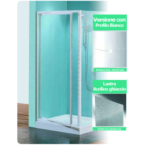 Porta doccia girevole tris g90 lastra acrilico profilo bianco