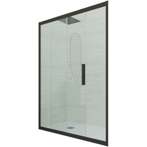 Porta doccia Nero Matt scorrevole  cm nicchia vetro Deco