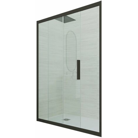 Porta doccia Nero Matt scorrevole  cm nicchia vetro Deco
