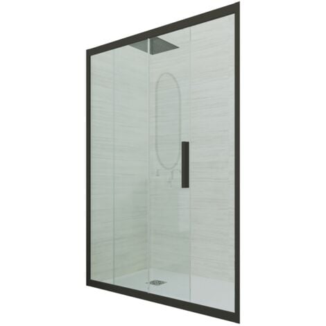 Porta doccia Nero Matt scorrevole  cm nicchia vetro Deco