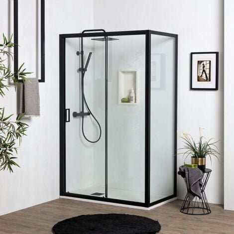 Porta Doccia Nicchia 140 Cm Con Parete Fissa 80 Cm Altezza 190 Cm Con Cristallo Trasparente  City