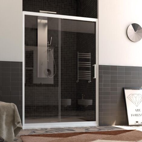 Porta doccia scorrevole in pvc bianco h 190 box doccia per nicchia vetro cristallo