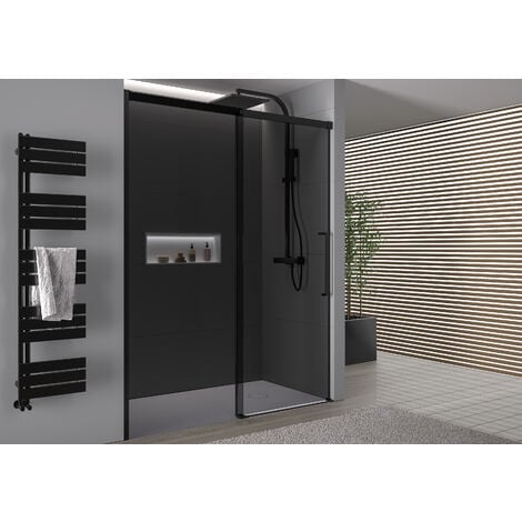 Porta doccia nicchia scorrevole DX906 FLEX Nero opaco - vetro grigio Nano da 8 mm - larghezza selezionabile	1000mm
