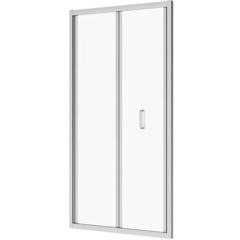 Porta Doccia per Nicchia 100 cm Apertura a Libro Profili in Alluminio Cromato Vetro 6mm Opaco Regolabile 97-101cm h190 Mod. Capri
