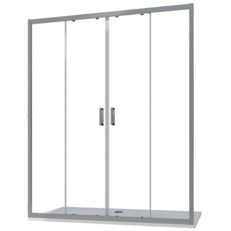Porta Doccia per Nicchia 170 cm Due Ante Scorrevoli Profili in Alluminio Cromato Vetro 6mm Trasparente Regolabile 167-171cm h190 - Reversibile Mod. Sardinia