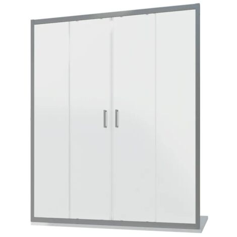 Porta Doccia per Nicchia 200 cm Due Ante Scorrevoli Profili in Alluminio Cromato Vetro 6mm Opaco Regolabile 197-201cm h190 - Reversibile Mod. Sardinia