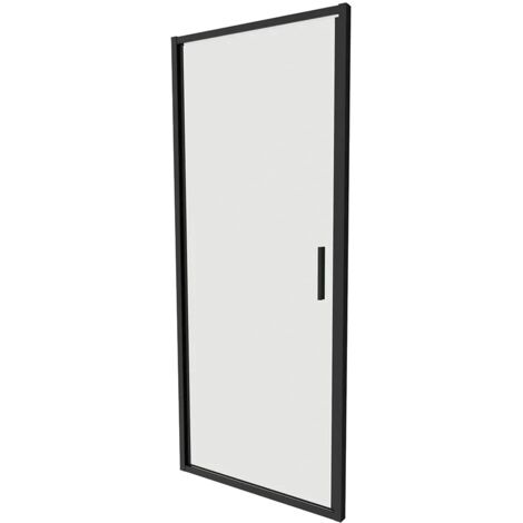 Porta Doccia per Nicchia 80cm Apertura a Battente Profili Ultraslim in Alluminio Nero Opaco Vetro 6mm Trasparente h190 Regolabile 77-81cm - Reversibile Mod. Portofino
