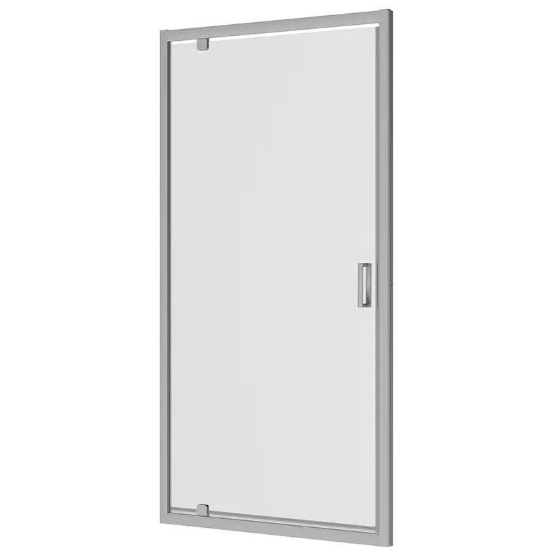 Porte de douche pour niche 80 cm Ouverture à charnière Aluminium Profils chromés Verre opaque 6mm Réglable 77-81 cm h190 - Réversible Mod. Apulia