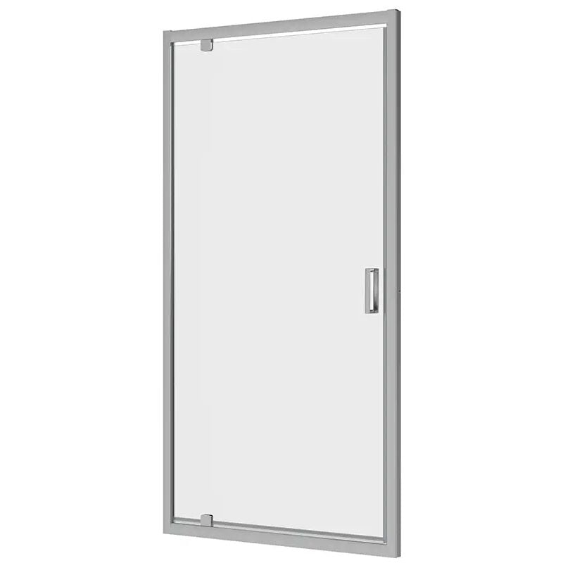 Porte de douche pour niche 90 cm Ouverture à charnière Aluminium Profils Chromés 6mm Verre Transparent Ajustable 87-91 cm h190 - Réversible Mod.