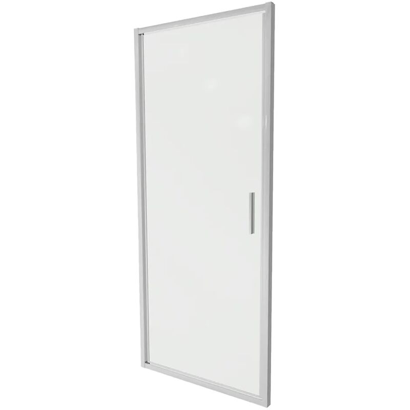 Porte de douche pour niche 80cm Porte de douche à ouverture battante Profilés aluminium chromé Ultraslim Verre transparent 6mm h190 Réglable 77-81cm