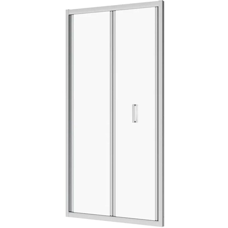 Porte de douche pour niche 90 cm Porte de douche pliante Profilés aluminium chromé Verre opaque 6mm Ajustable 87-91cm h190 Mod. Capri