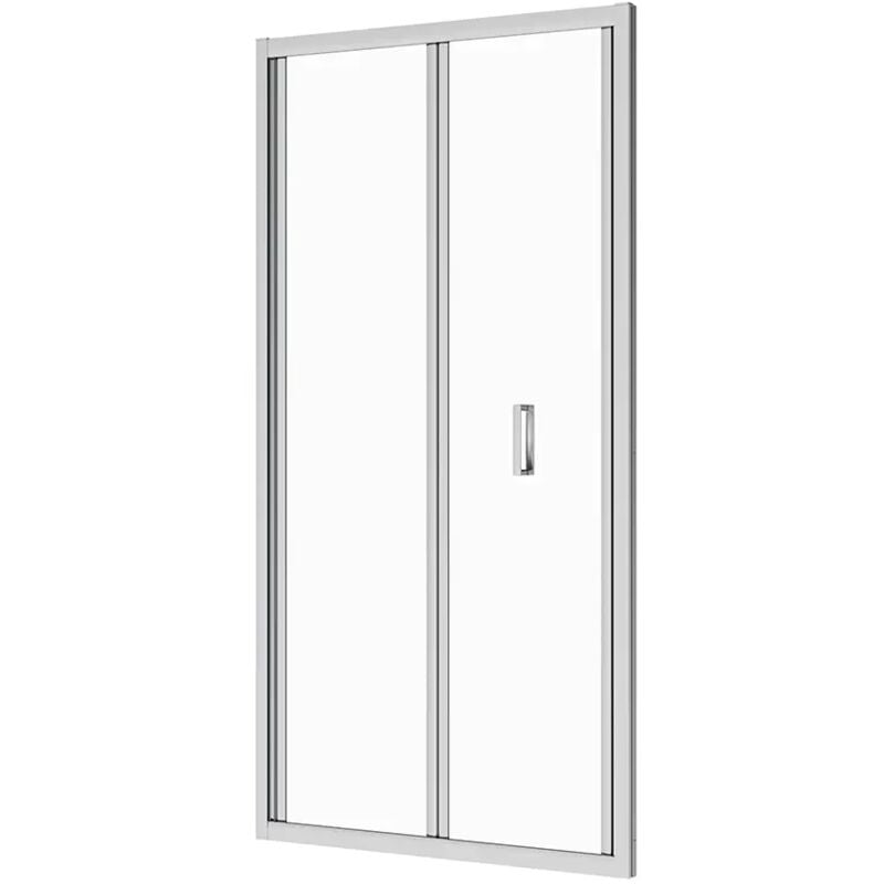 Porte de douche pour niche 80 cm Porte de douche pliante Profilés aluminium chromé Verre transparent 6mm Ajustable 79-81cm h190 Mod. Capri