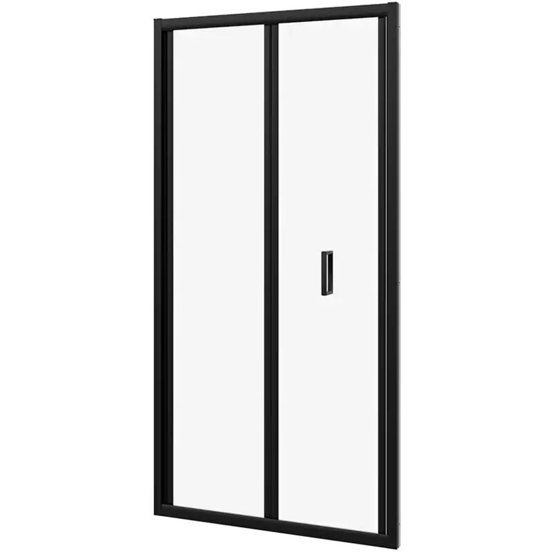 Porte de douche pour niche 70 cm ouverture livre Profilés aluminium Noir mat Verre transparent 6mm Ajustable 67-71cm h190 Mod. Capri