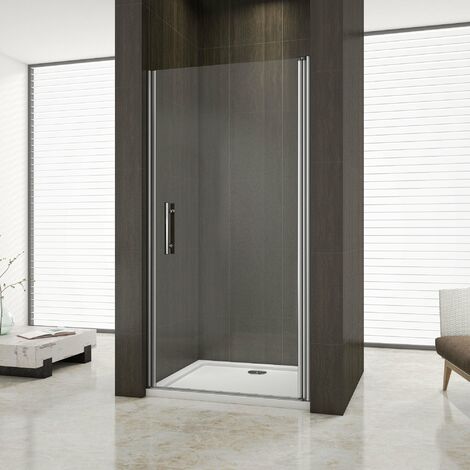 Porta Doccia Per Nicchia Apertura Battente In Vetro 6 mm Temperato Trasparente Anticalcare Telaio Cromo Lucido 76x195 cm