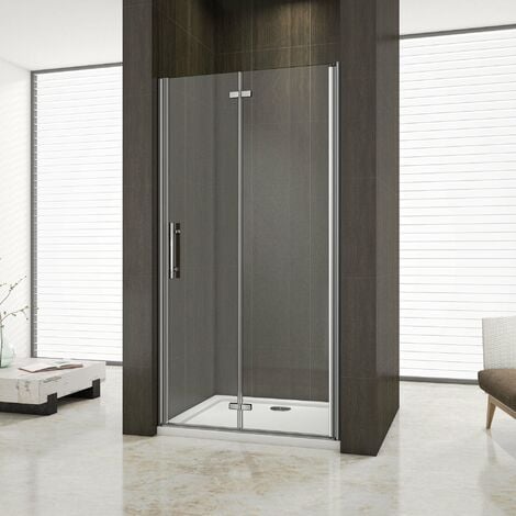 Porta Doccia Per Nicchia Battente e Pieghevole a Libro In Vetro Temperato Trasparente Anticalcare Da 6 mm 80x195 cm Piatto Doccia 80x80cm