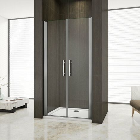 Porta Doccia Per Nicchia Doppie Ante Battenti Saloon In Vetro 6mm Temperato Trasparente Anticalcare 140x195cm
