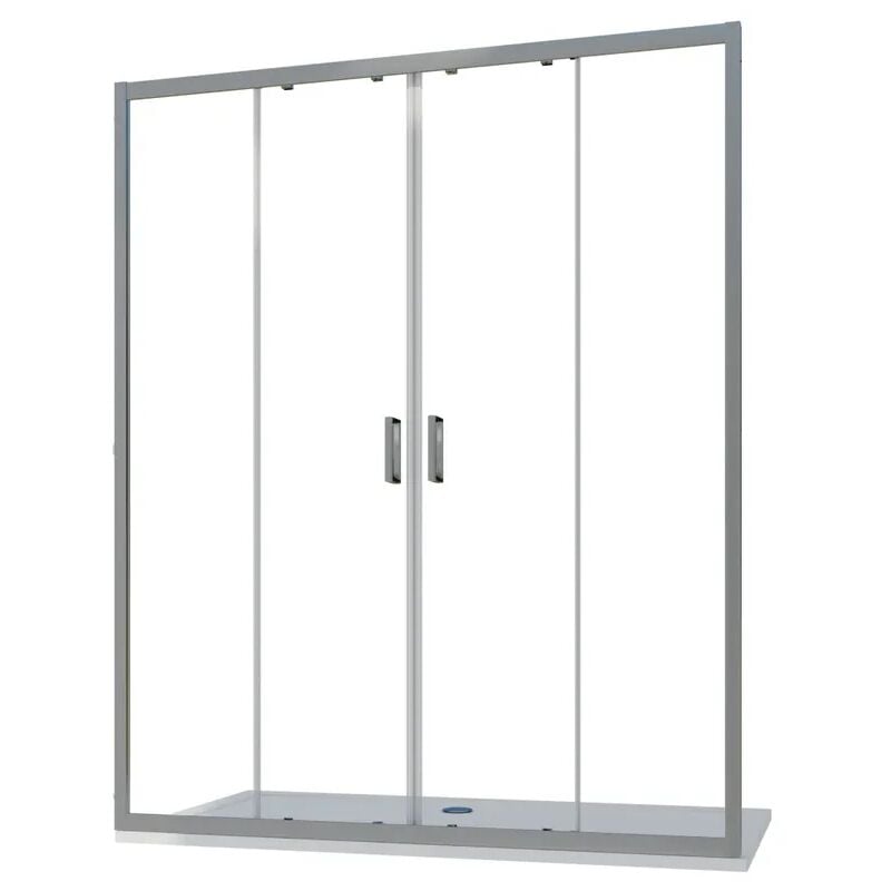 Porte de douche pour niche 200 cm Deux portes coulissantes Profilés en aluminium chromé Verre transparent 6mm Ajustable 197-201cm h190 - Réversible
