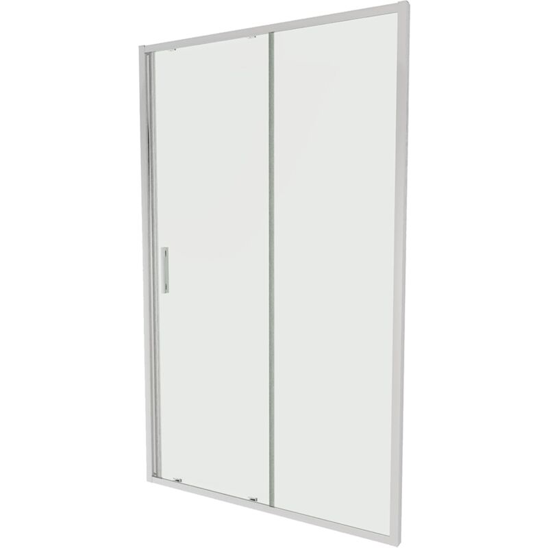 Parama - Porte de douche pour niche 100cm Slim Chromed Aluminium Profiles 6mm Transparent Glass Adjustable 97-101cm h190 - Reversible Mod. Portofino