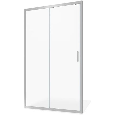 Porta Doccia per Nicchia Scorrevole 120 cm Profili in Alluminio Cromato Vetro 6 mm Opaco Regolabile 117-121cm h198 - Reversibile Mod. Tahiti