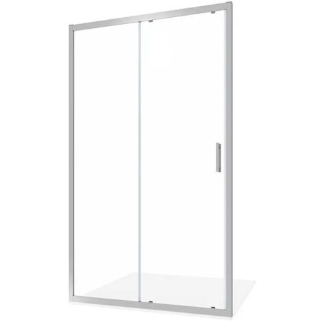 Porta Doccia per Nicchia Scorrevole 130 cm Profili in Alluminio Cromato Vetro 6 mm Trasparente Regolabile 127-131cm h198 - Reversibile Mod. Tahiti