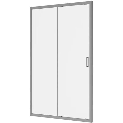 Porta Doccia per Nicchia Scorrevole 150 cm Profili in Alluminio Cromato Vetro 6mm Opaco Regolabile 147-151 cm h190 - Reversibile Mod. Sicily