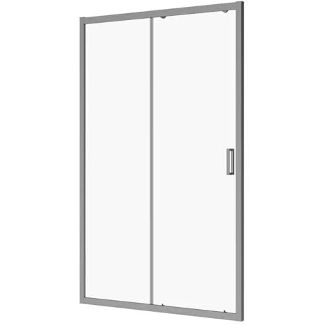 Porta Doccia per Nicchia Scorrevole 150 cm Profili in Alluminio Cromato Vetro 6mm Trasparente Regolabile 147-151 cm h190 - Reversibile Mod. Sicily